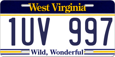 WV license plate 1UV997