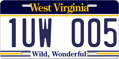 WV license plate 1UW005