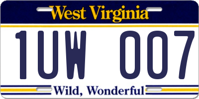 WV license plate 1UW007