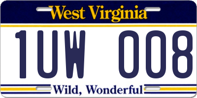 WV license plate 1UW008