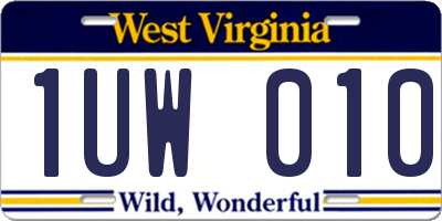 WV license plate 1UW010