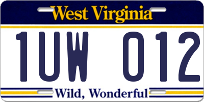 WV license plate 1UW012