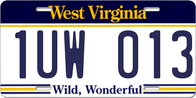 WV license plate 1UW013