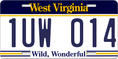 WV license plate 1UW014