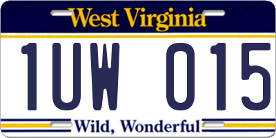 WV license plate 1UW015