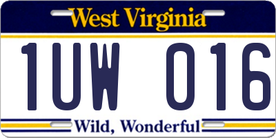 WV license plate 1UW016