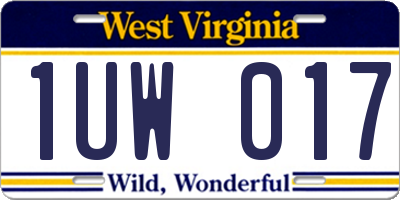 WV license plate 1UW017
