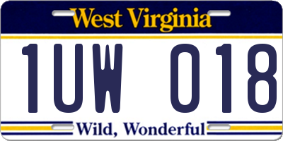 WV license plate 1UW018