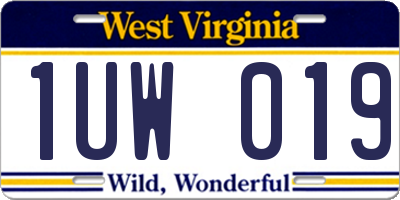 WV license plate 1UW019