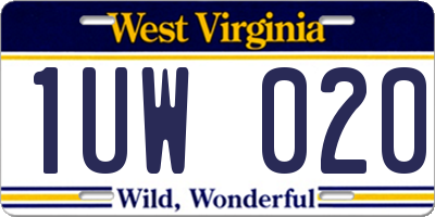 WV license plate 1UW020