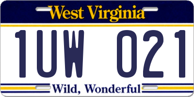 WV license plate 1UW021