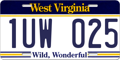 WV license plate 1UW025
