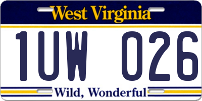 WV license plate 1UW026