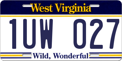 WV license plate 1UW027