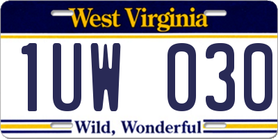 WV license plate 1UW030