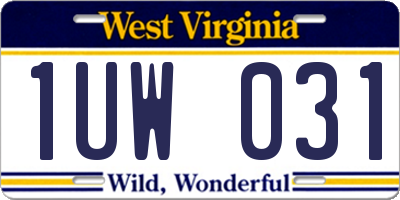 WV license plate 1UW031