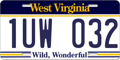 WV license plate 1UW032