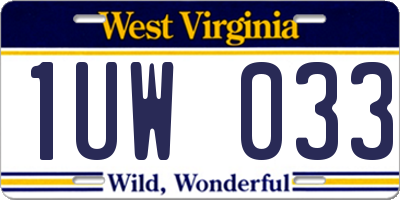 WV license plate 1UW033