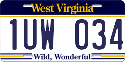 WV license plate 1UW034