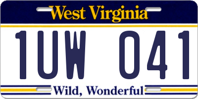 WV license plate 1UW041
