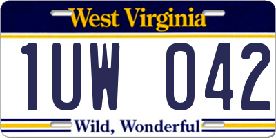 WV license plate 1UW042