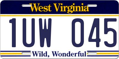 WV license plate 1UW045