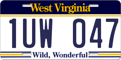 WV license plate 1UW047