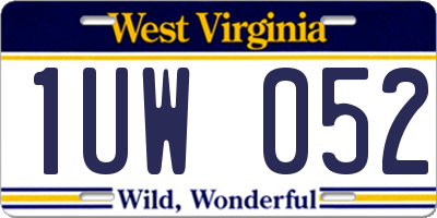 WV license plate 1UW052