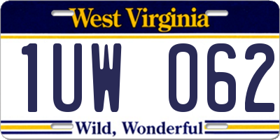 WV license plate 1UW062