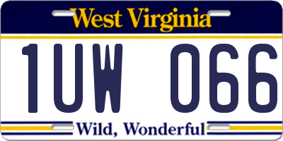 WV license plate 1UW066