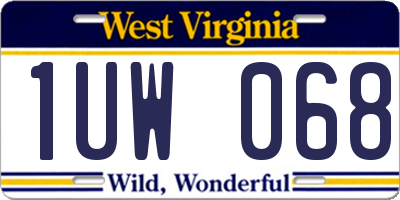 WV license plate 1UW068