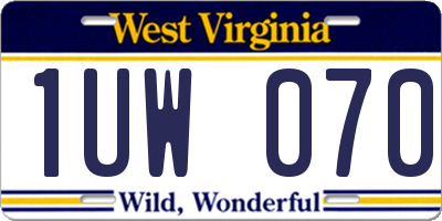 WV license plate 1UW070
