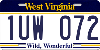 WV license plate 1UW072