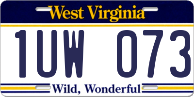 WV license plate 1UW073