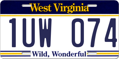 WV license plate 1UW074