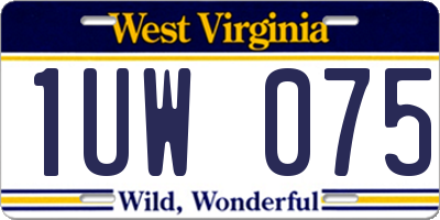 WV license plate 1UW075
