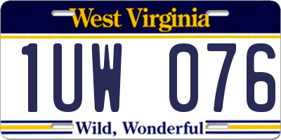 WV license plate 1UW076