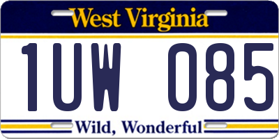 WV license plate 1UW085