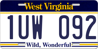 WV license plate 1UW092