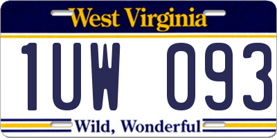 WV license plate 1UW093