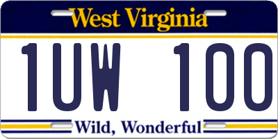 WV license plate 1UW100