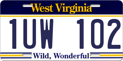 WV license plate 1UW102