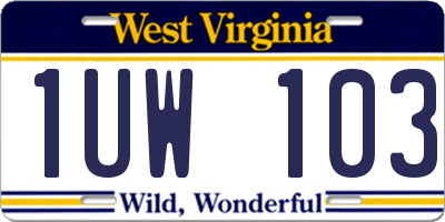 WV license plate 1UW103