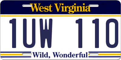 WV license plate 1UW110