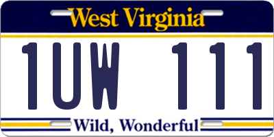 WV license plate 1UW111
