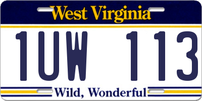 WV license plate 1UW113