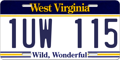 WV license plate 1UW115