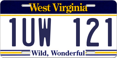 WV license plate 1UW121