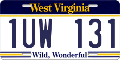 WV license plate 1UW131