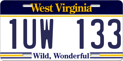 WV license plate 1UW133